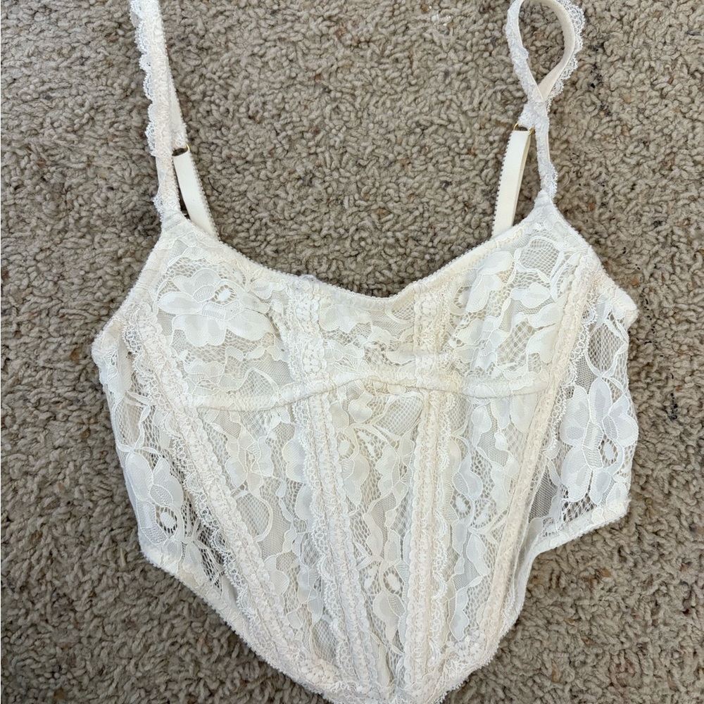 Urban Outfitters White Lace Crop Top